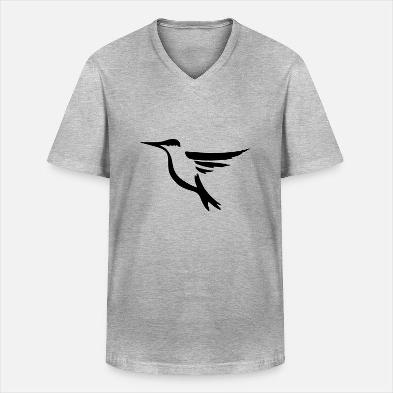 Kolibri 2 - Vogel Geschenk Geschenkidee - Männer-T-Shirt mit V-Ausschnitt - Grau meliert
