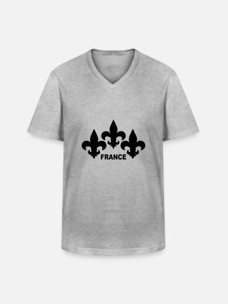 Fleurs de Lys - T-shirt col V Homme - gris chiné
