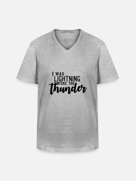 I Was Lightning Before The Thunder - Klassiek mannen T-shirt met V-hals - grijs gemêleerd