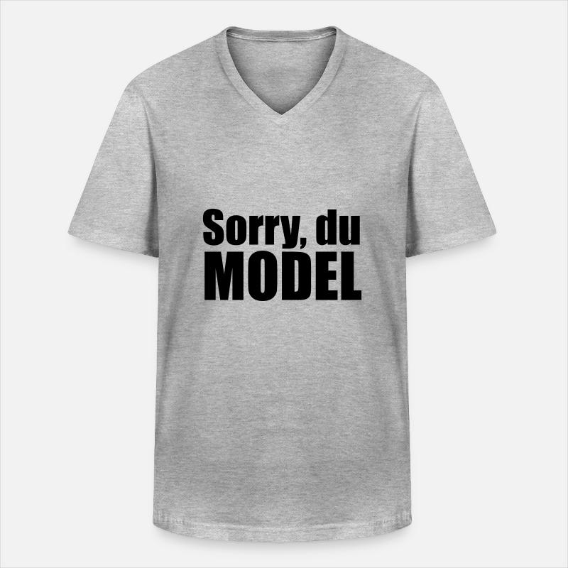 Sorry du Model - Männer-T-Shirt mit V-Ausschnitt - Grau meliert
