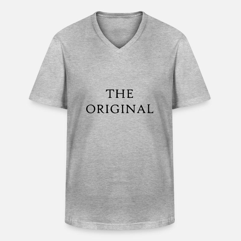 Statement Spruch The Original - Männer-T-Shirt mit V-Ausschnitt - Grau meliert