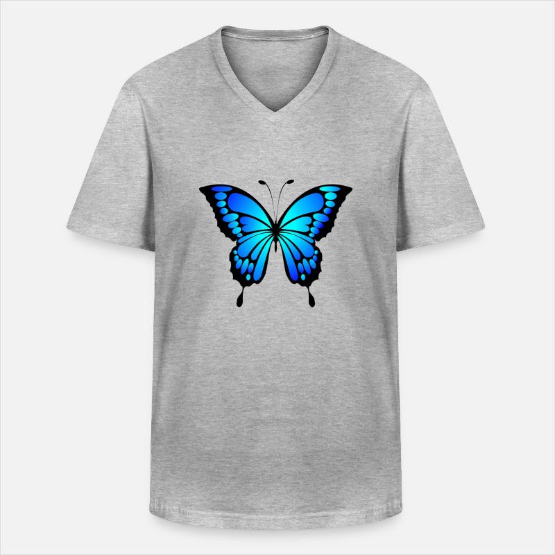 Blauer Schmetterling Geschenk idee - Männer-T-Shirt mit V-Ausschnitt - Grau meliert