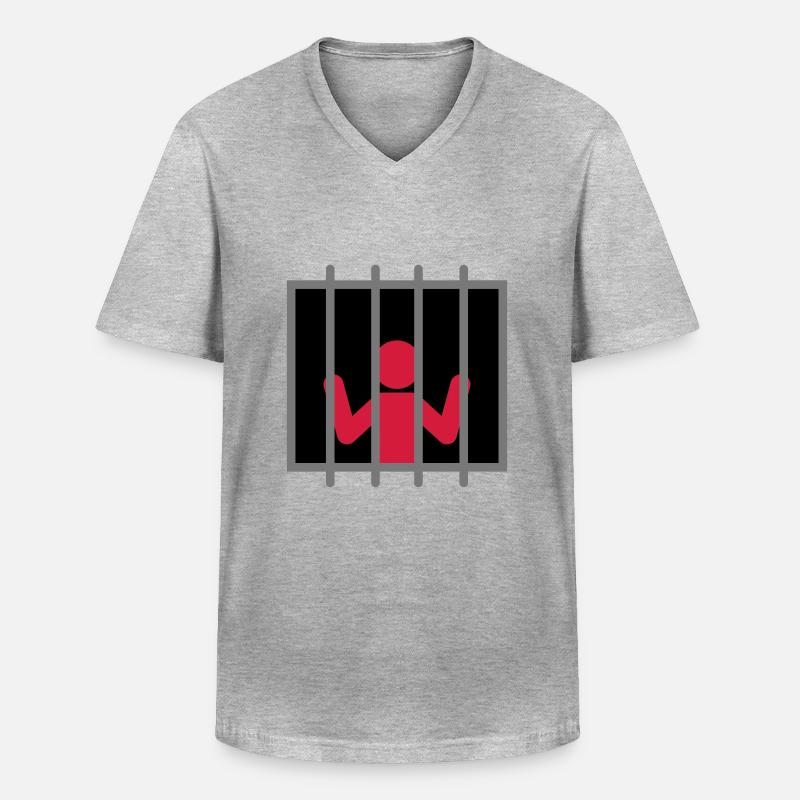 Captive Man - Männer-T-Shirt mit V-Ausschnitt - Grau meliert