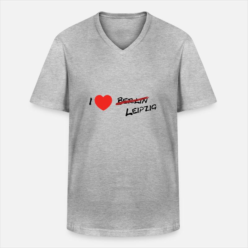Leipzig / Dresden / Sachsen / Berlin / Geschenk - Männer-T-Shirt mit V-Ausschnitt - Grau meliert