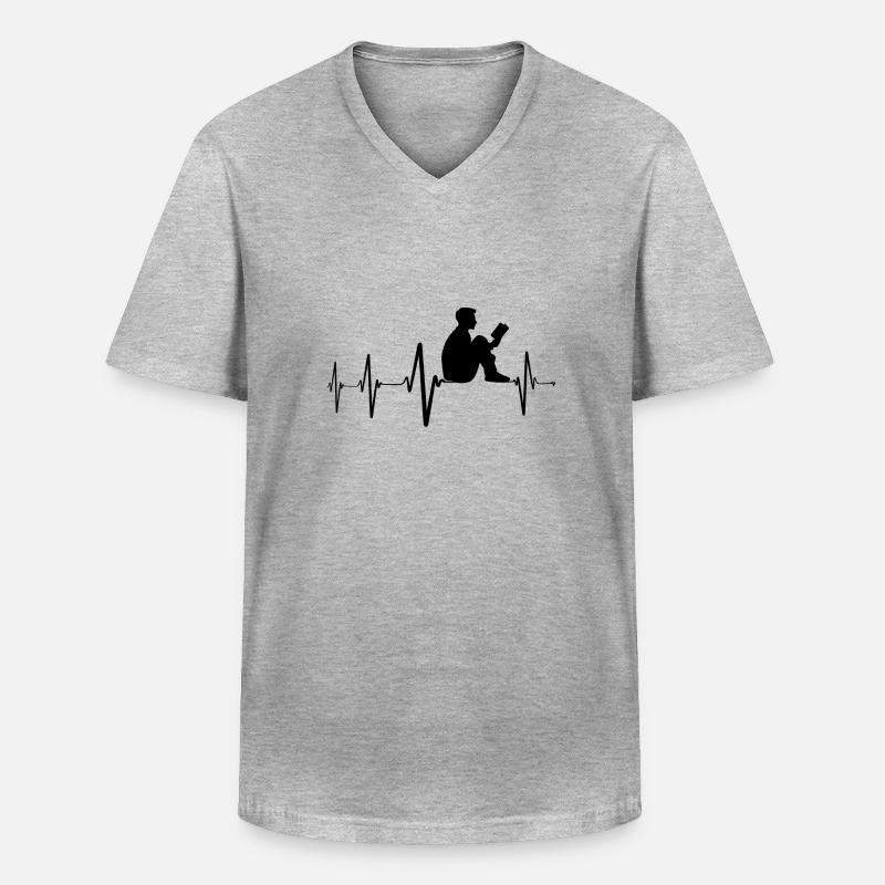 Lesen, Reading, Romane Geschenke - Männer-T-Shirt mit V-Ausschnitt - Grau meliert