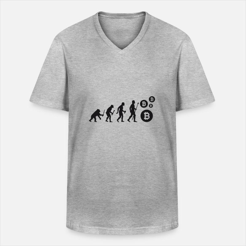 Evolution Bitcoin Bit Coin Shirt - Männer-T-Shirt mit V-Ausschnitt - Grau meliert