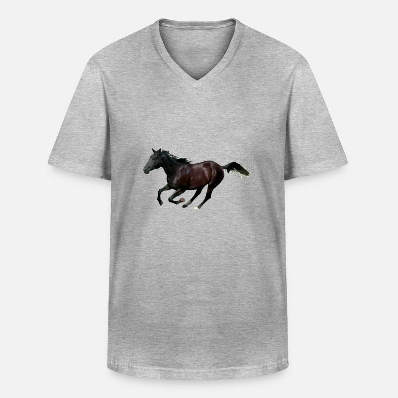 Pferd - Männer-T-Shirt mit V-Ausschnitt - Grau meliert