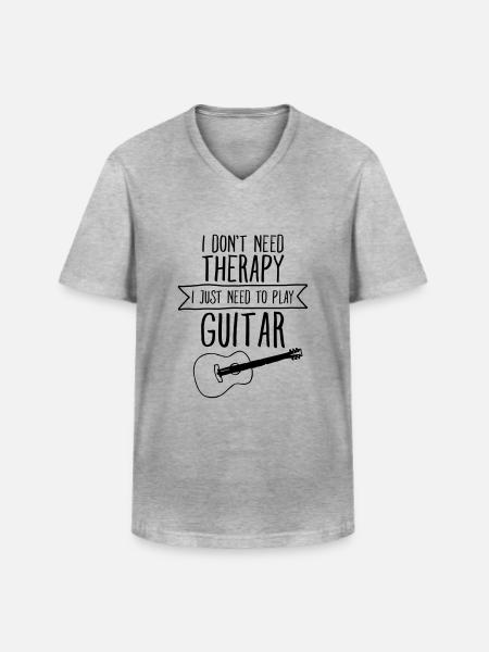I Don't Need Therapy - I Just Need To Play Guitar - Klassisk herre T-shirt med V-udskæring - grå meleret