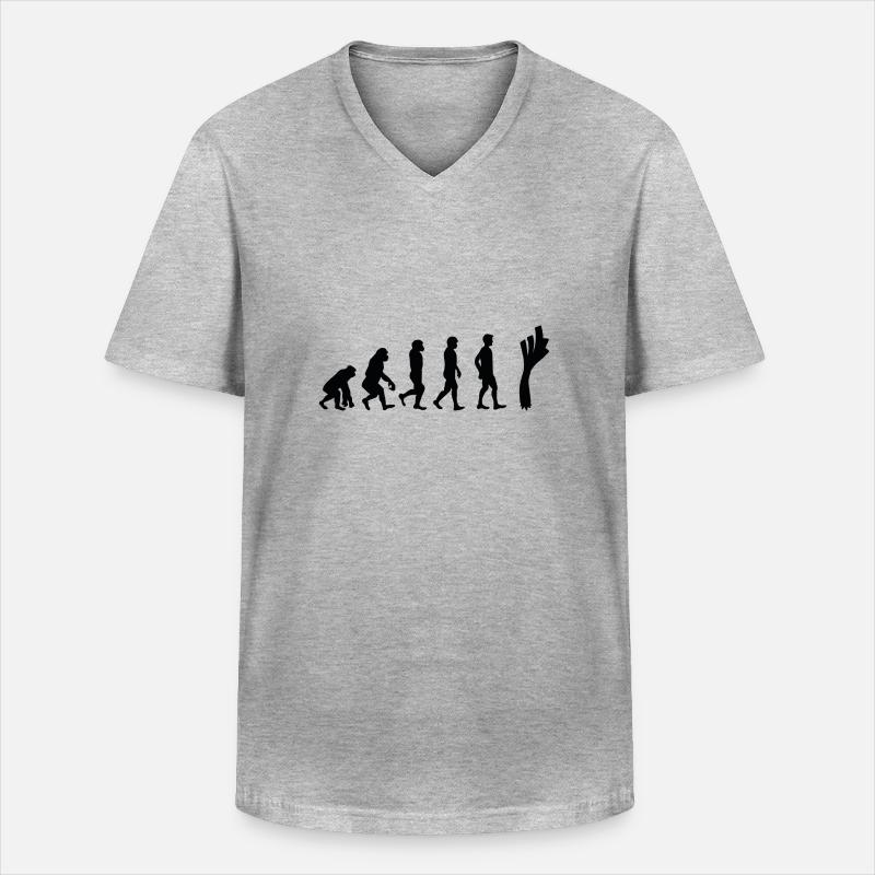 Lauch Evolution - Männer-T-Shirt mit V-Ausschnitt - Grau meliert