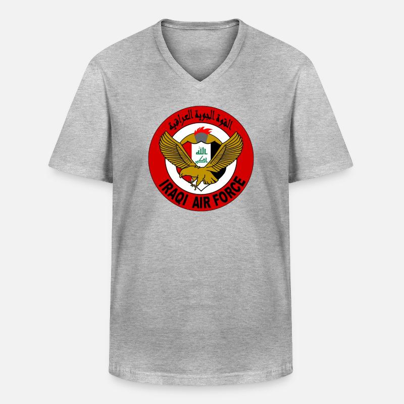 Irak Luftwaffe Irakische Luftwaffe Fliegerabzeichen - Männer-T-Shirt mit V-Ausschnitt - Grau meliert