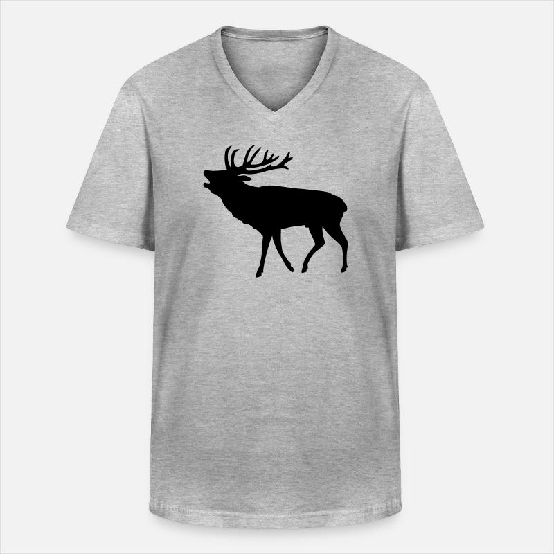 hirsch jäger jagd - Männer-T-Shirt mit V-Ausschnitt - Grau meliert