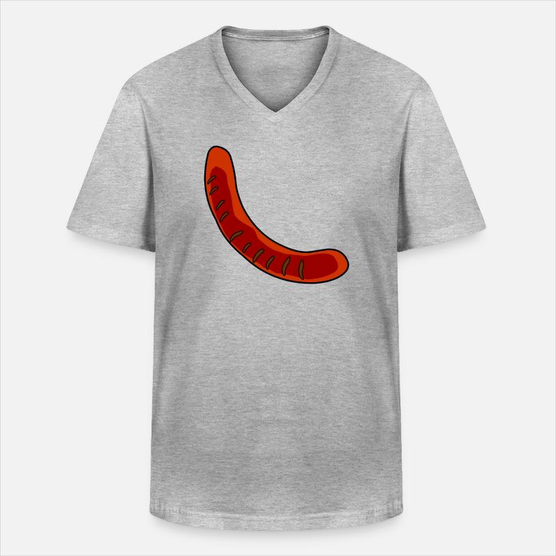 Wurst oder Bratwurst - Männer-T-Shirt mit V-Ausschnitt - Grau meliert