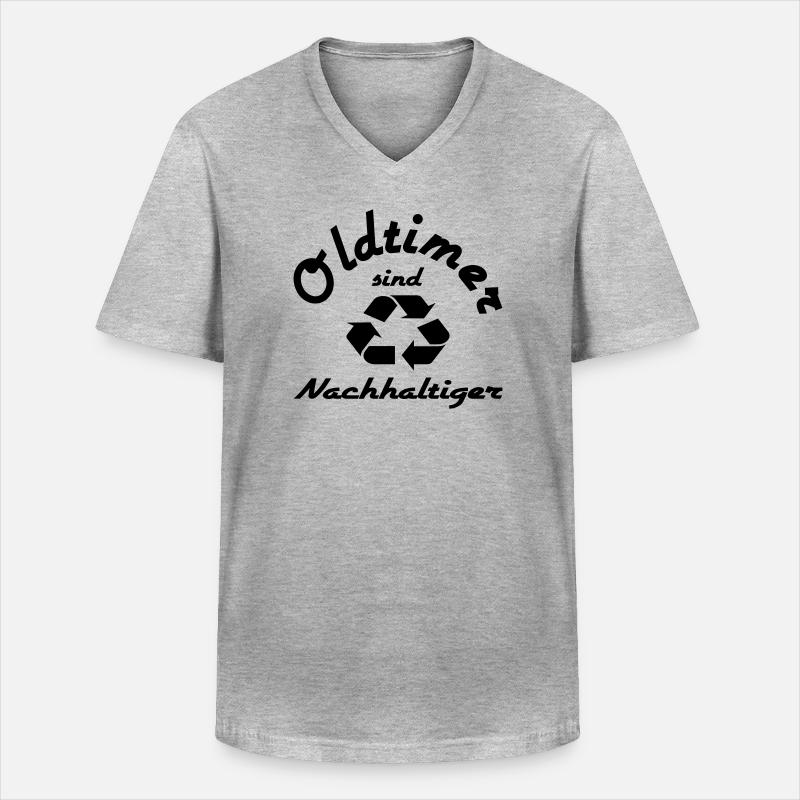 Oldtimer sind Nachhaltiger - Männer-T-Shirt mit V-Ausschnitt - Grau meliert