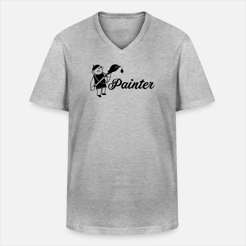 Maler mit Pinsel Text painter - Männer-T-Shirt mit V-Ausschnitt - Grau meliert
