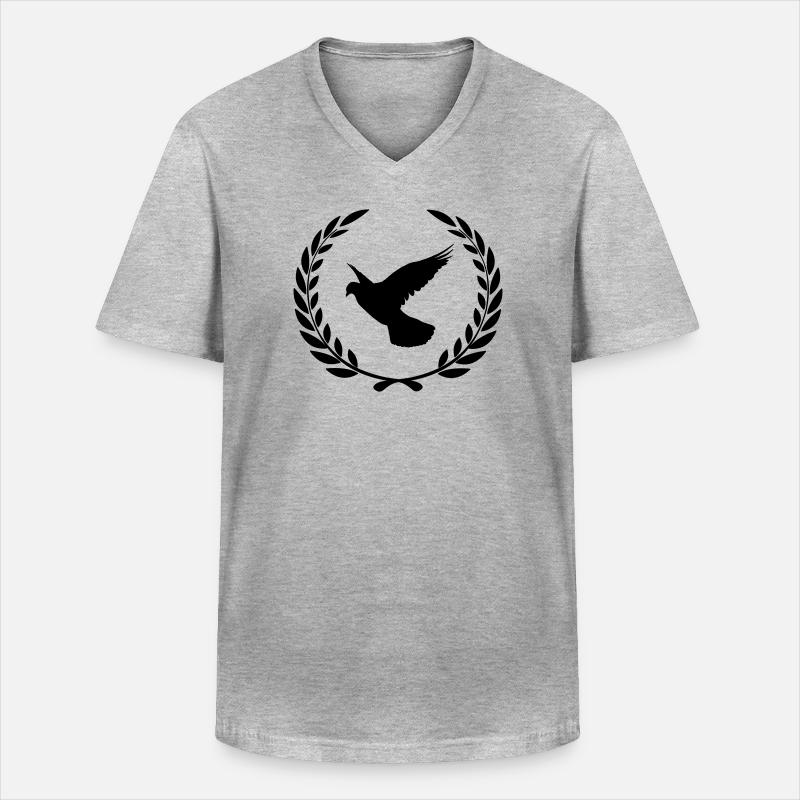 Brieftaube im Lorbeerkranz - Männer-T-Shirt mit V-Ausschnitt - Grau meliert