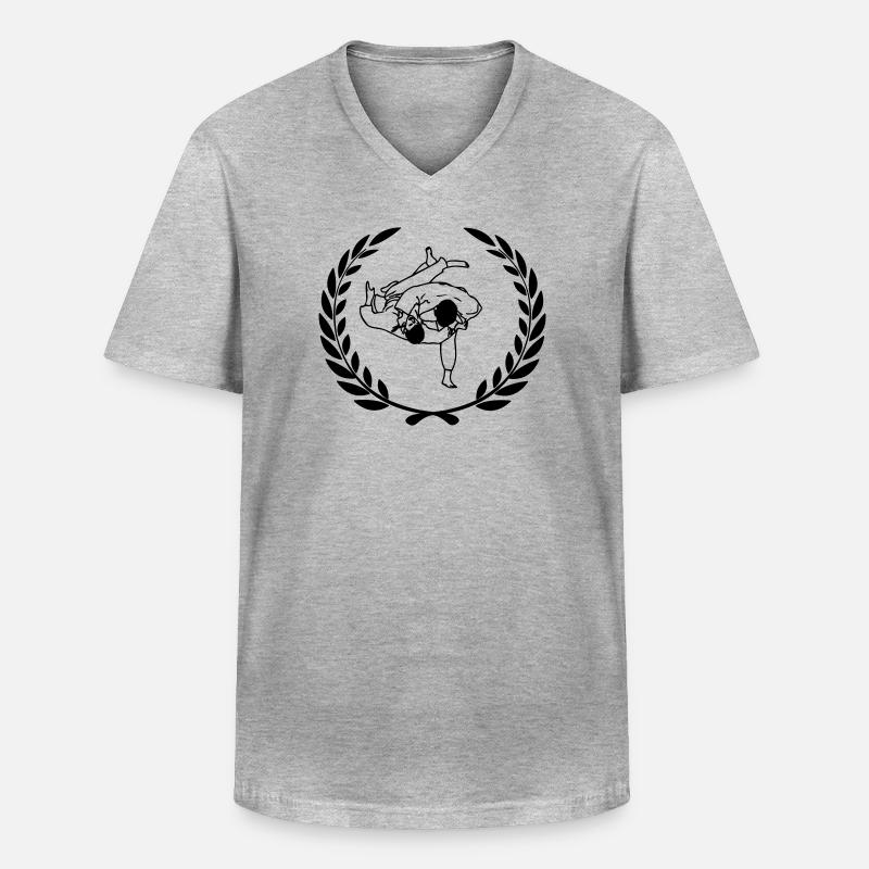 Judo werfen Sportpreis Lorbeerkranz - Männer-T-Shirt mit V-Ausschnitt - Grau meliert