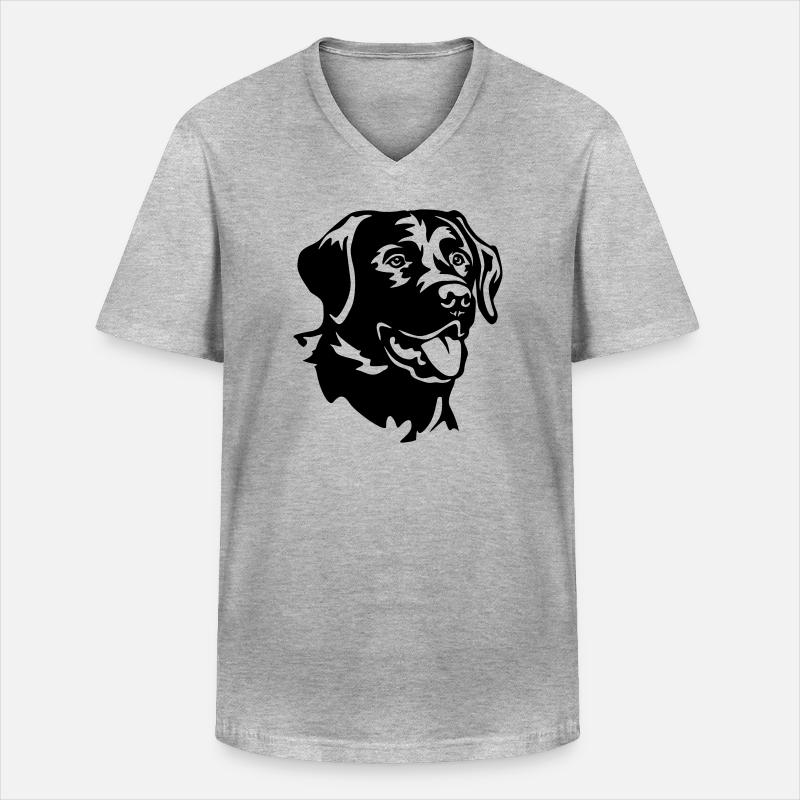 Labrador Kopf - Männer-T-Shirt mit V-Ausschnitt - Grau meliert