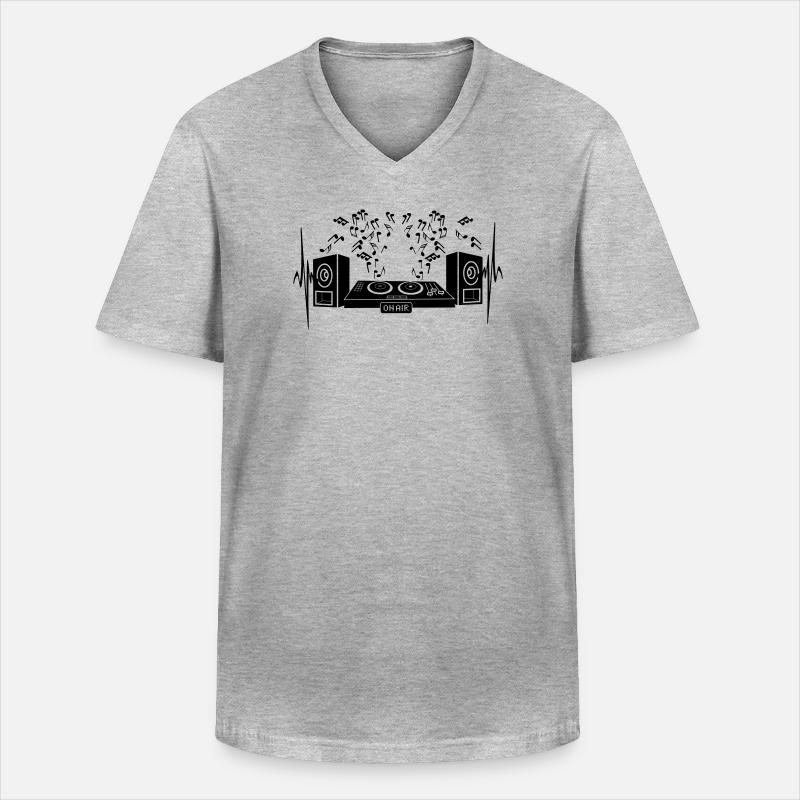 Diskothek-Drehscheibe - Männer-T-Shirt mit V-Ausschnitt - Grau meliert