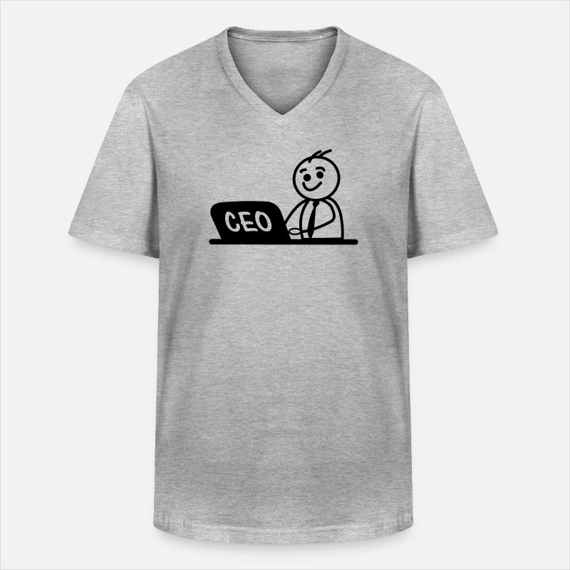 CEO von Arbeitslaptop - Männer-T-Shirt mit V-Ausschnitt - Grau meliert