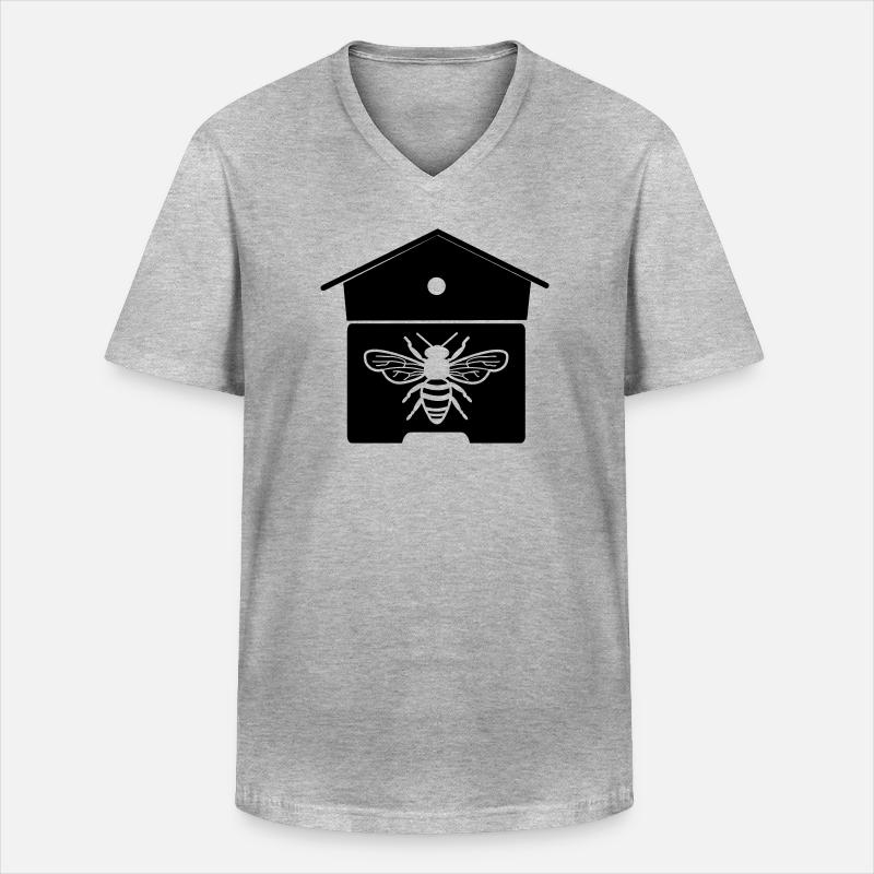 Bienenhaus oder Bienennest - Männer-T-Shirt mit V-Ausschnitt - Grau meliert