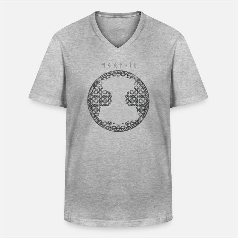 Mjolnir - Männer-T-Shirt mit V-Ausschnitt - Grau meliert