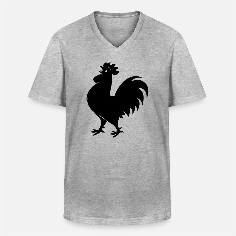 Hahn Schattenfigur - Männer-T-Shirt mit V-Ausschnitt - Grau meliert