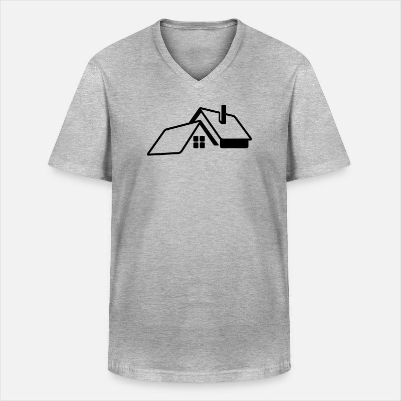 Transparentes Logo des Hauses - Männer-T-Shirt mit V-Ausschnitt - Grau meliert