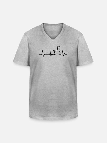Katzen-Rettungsleine - Männer-T-Shirt mit V-Ausschnitt - Grau meliert