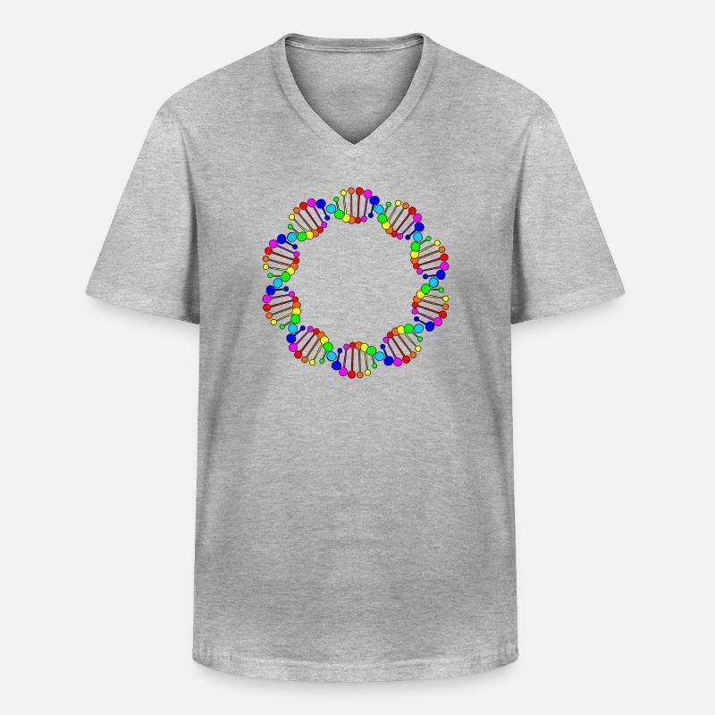 DNA Regenbogen-DNA - Männer-T-Shirt mit V-Ausschnitt - Grau meliert
