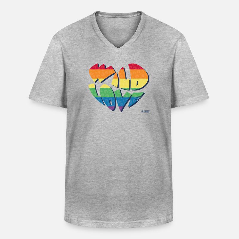 Wilde Liebe - Männer-T-Shirt mit V-Ausschnitt - Grau meliert