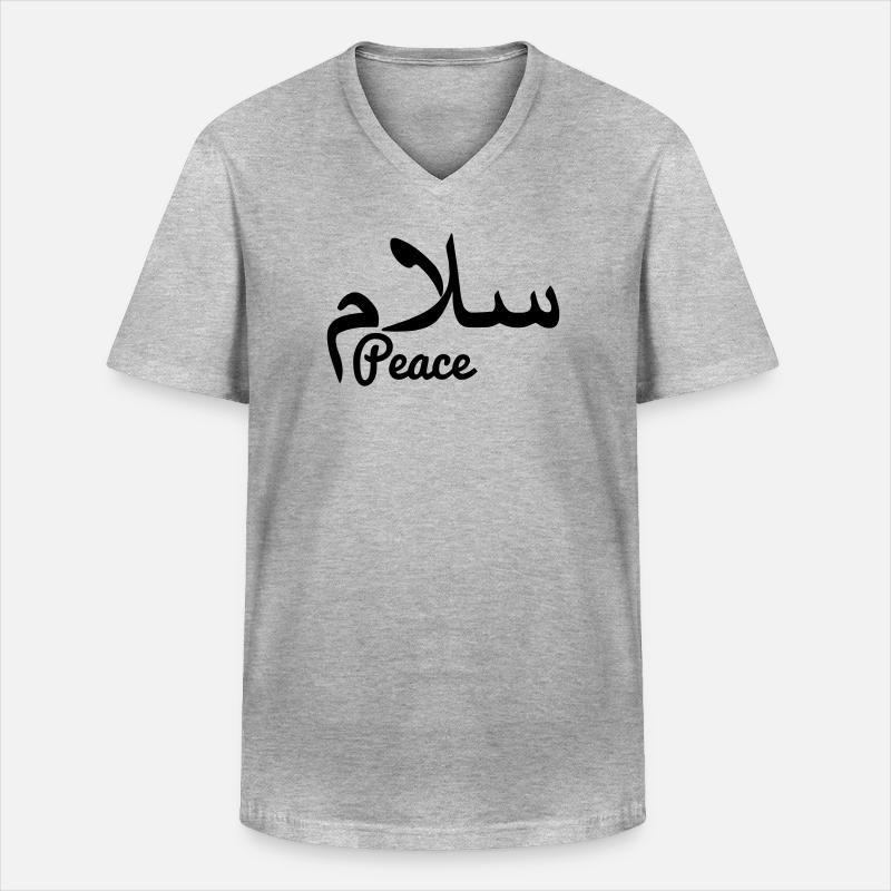 Arabischer Friedenstext Frieden - Männer-T-Shirt mit V-Ausschnitt - Grau meliert