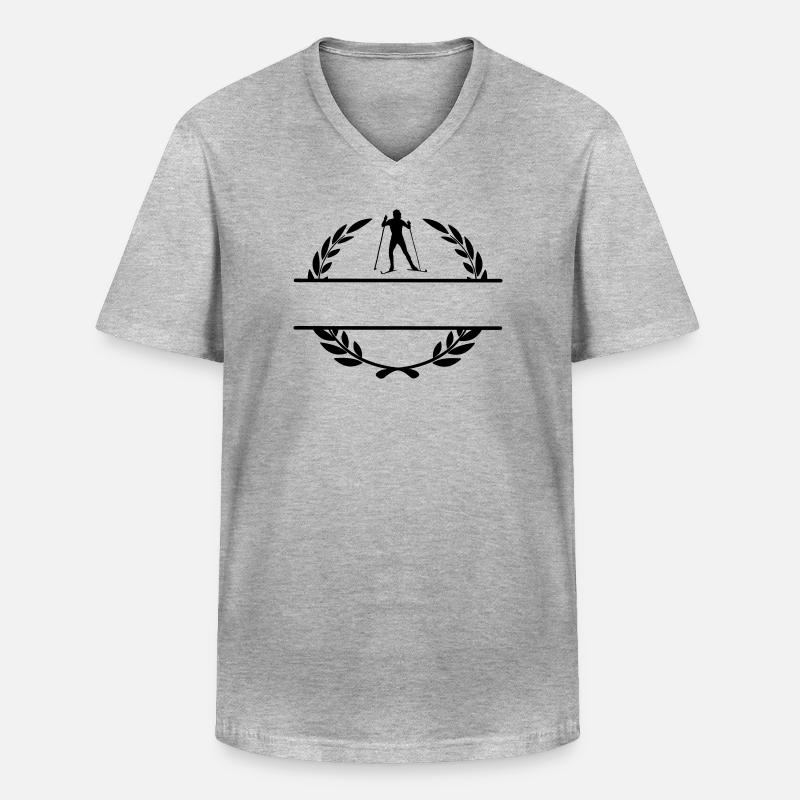Langläufer im Lorbeerkranz - Männer-T-Shirt mit V-Ausschnitt - Grau meliert