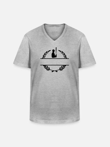 Baseball-Hitter im Lorbeerkranz-Monogramm - Männer-T-Shirt mit V-Ausschnitt - Grau meliert