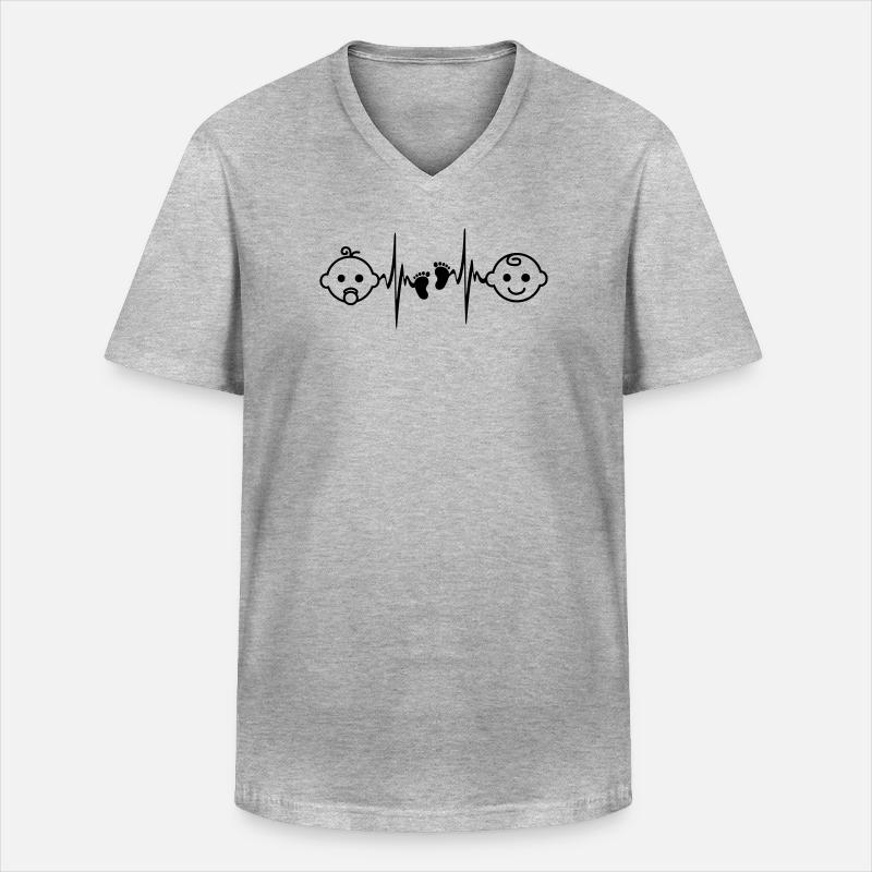 Baby Mädchen oder Junge - Männer-T-Shirt mit V-Ausschnitt - Grau meliert