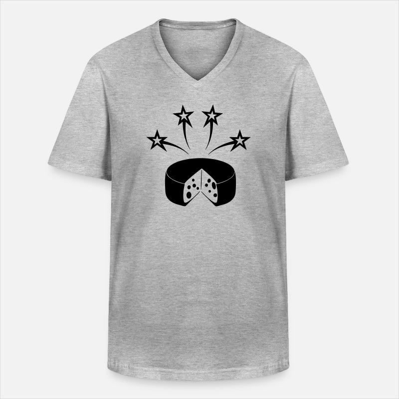 Käse mit vier Sternen - Männer-T-Shirt mit V-Ausschnitt - Grau meliert