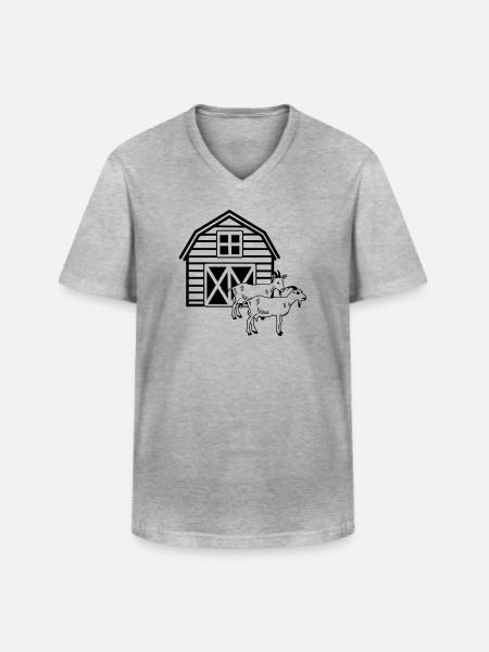 Élevage caprin deux chèvres - T-shirt col V Homme - gris chiné
