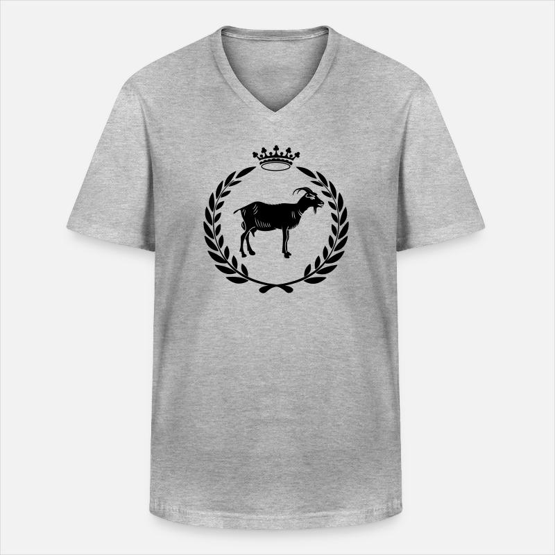 Bester Ziegen- oder Käse-Lorbeerkranz - Männer-T-Shirt mit V-Ausschnitt - Grau meliert