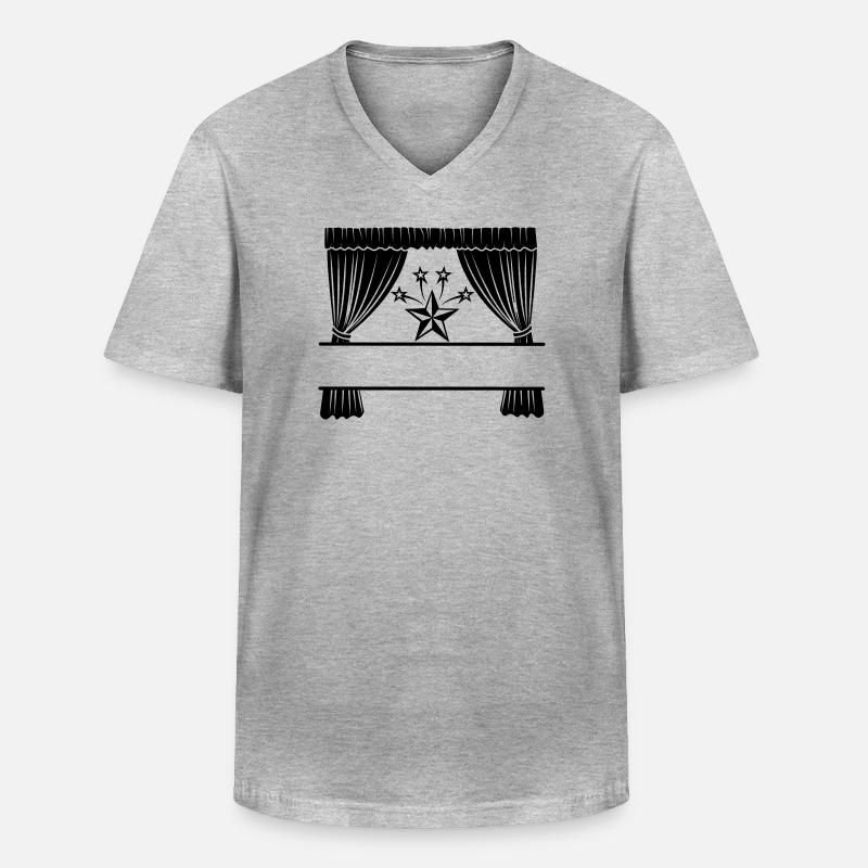 Vorhänge Ich bin ein Star - Männer-T-Shirt mit V-Ausschnitt - Grau meliert