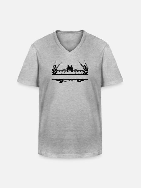 Ackerbau Traktor Getreideanbau - Männer-T-Shirt mit V-Ausschnitt - Grau meliert