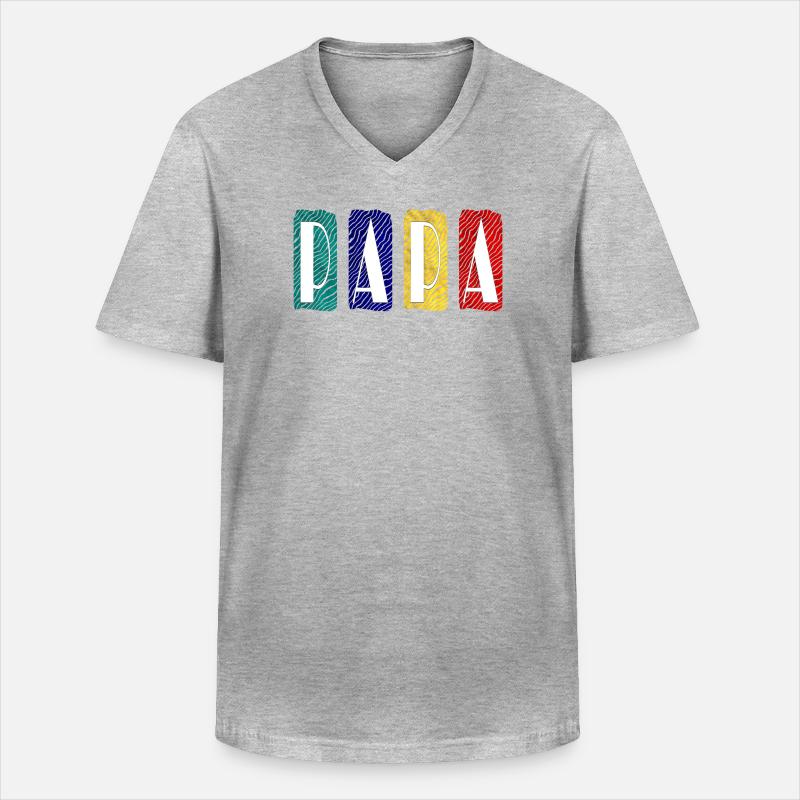 PAPA Zebra Farbpanel - Männer-T-Shirt mit V-Ausschnitt - Grau meliert