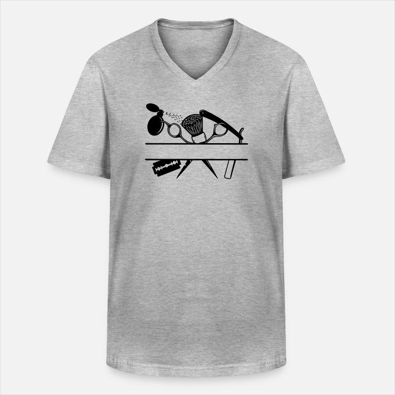 Bannière de texte d’attributs de coiffeurs - T-shirt col V Homme - gris chiné