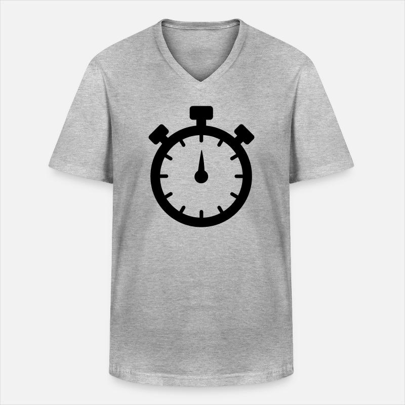 Stoppuhr 2 - Männer-T-Shirt mit V-Ausschnitt - Grau meliert