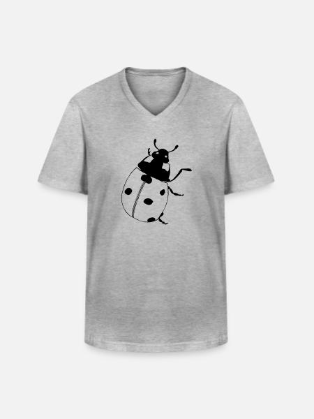Marienkäfer Ladybird - Männer-T-Shirt mit V-Ausschnitt - Grau meliert