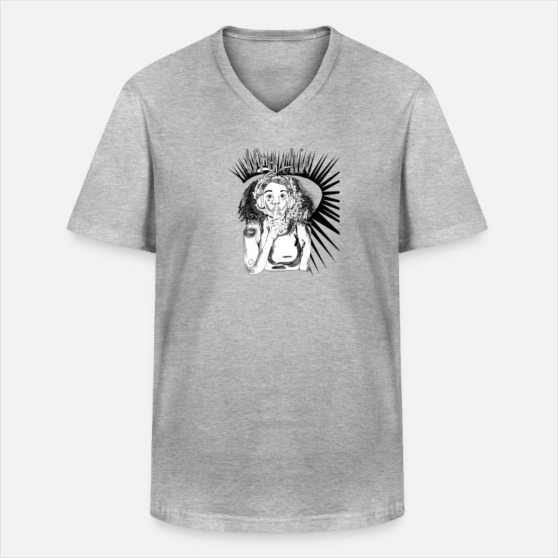 Afro-Chic-Vecter-Kunst - Männer-T-Shirt mit V-Ausschnitt - Grau meliert