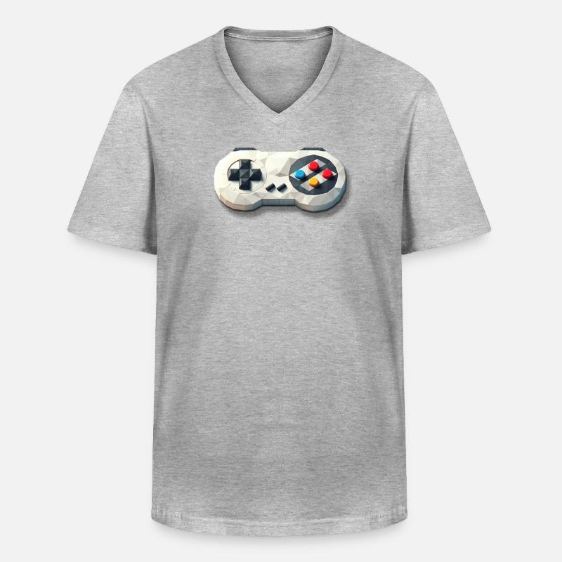 Retro Controller 16 Bit Gaming Nostalgie - Männer-T-Shirt mit V-Ausschnitt - Grau meliert