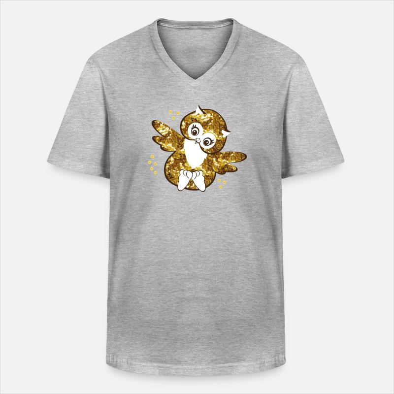 Funkelnde Eulenmädchen Illustration - Männer-T-Shirt mit V-Ausschnitt - Grau meliert