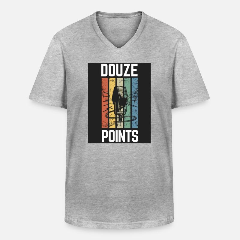 Douze Points Eurovision - Männer-T-Shirt mit V-Ausschnitt - Grau meliert