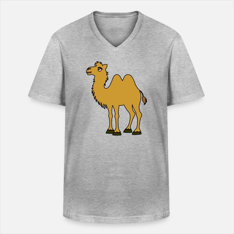 Braunes Kamel mit zwei Höckern - Männer-T-Shirt mit V-Ausschnitt - Grau meliert