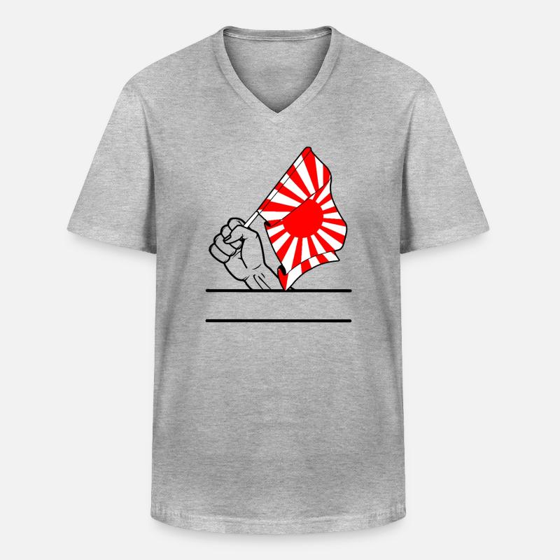Faust mit aufgehender Sonne Flagge 2 - Männer-T-Shirt mit V-Ausschnitt - Grau meliert