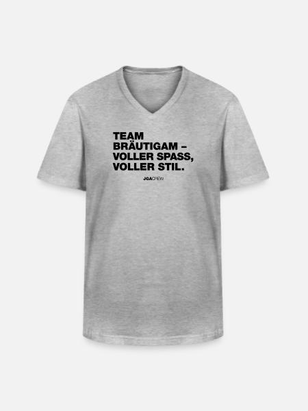 JGA: Team Bräutigam (Jungesellenabschied) - Männer-T-Shirt mit V-Ausschnitt - Grau meliert